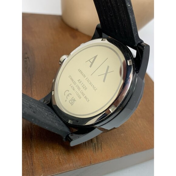 Armani Exchange Men's Watch AX1326 Quartz Chronograph Black Rubber Strap 44mm - Picture 6 of 14